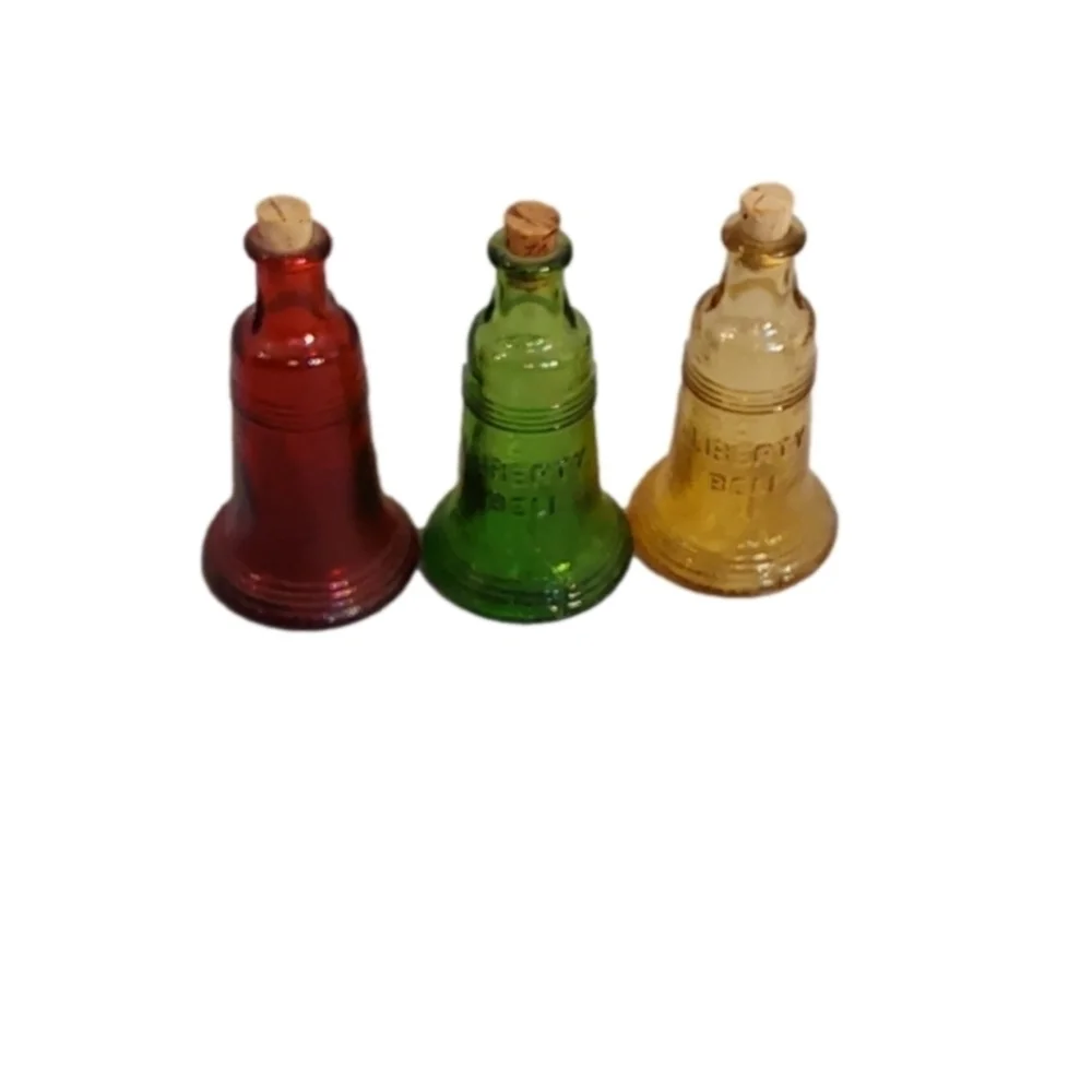 VINTAGE WHEATON TRIO LIBERTY BELLE GLASS BOTTLE FLASK WITH‎ CORK